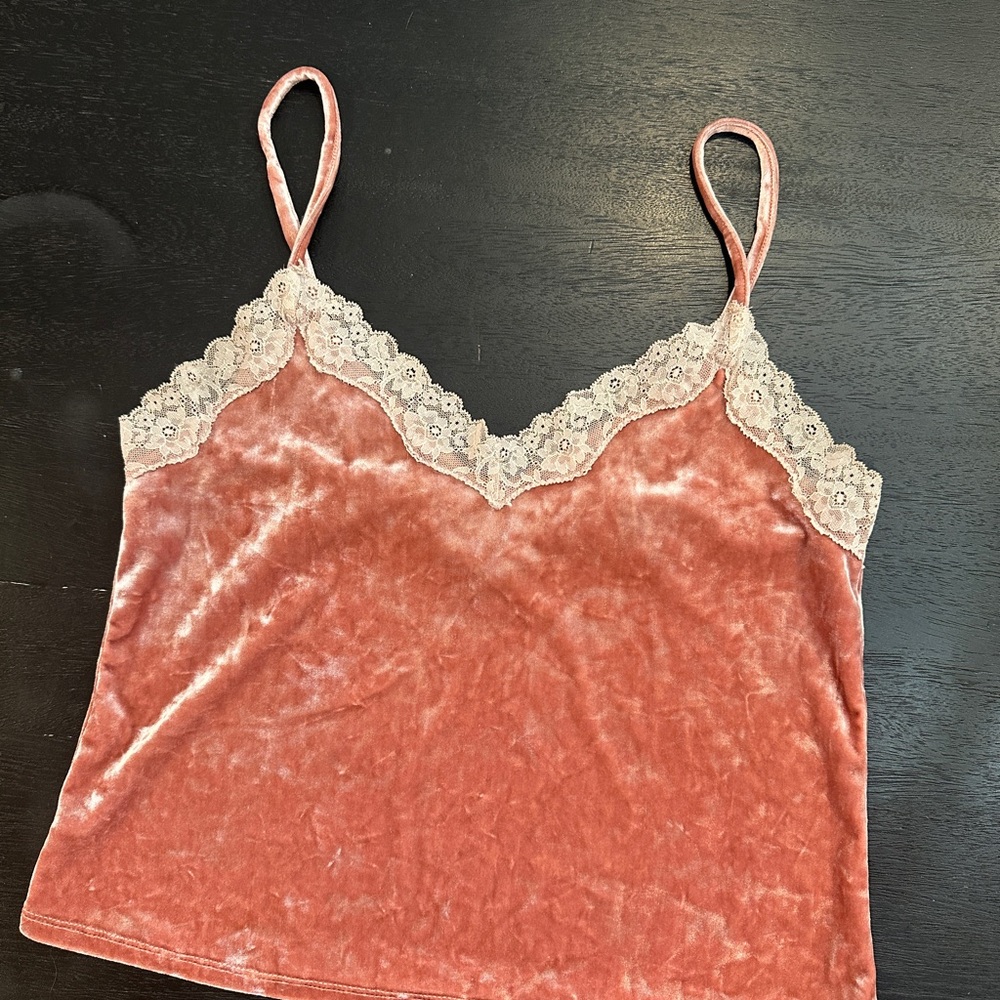 Forever 21 Pink Velvet Lace-Trim Cami